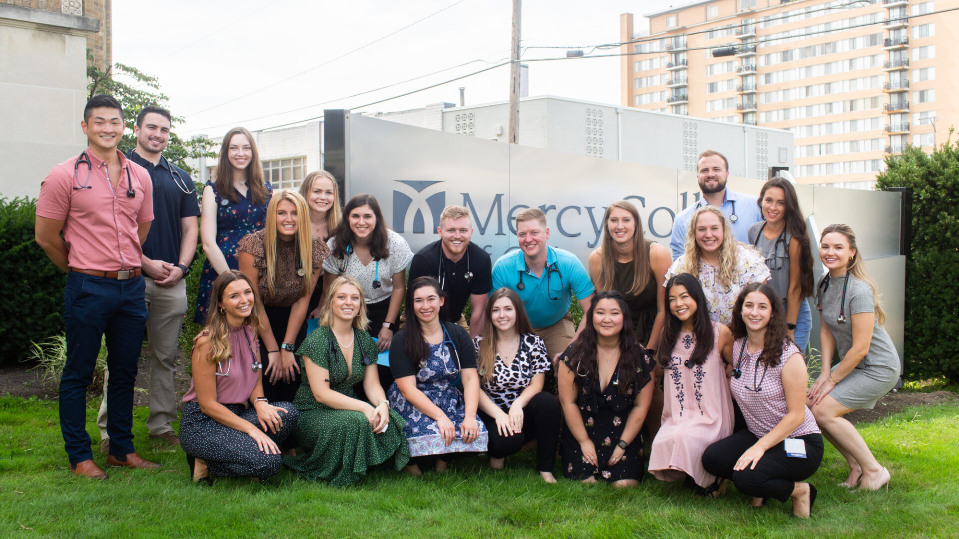 Students at the sign